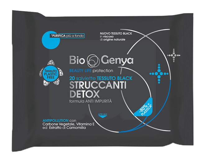 BIOGENYA BEAUTY LIFE PROTECTION 20 SALVIETTE TESSUTO BLACK STRUCCANTI DETOX - farmagiri