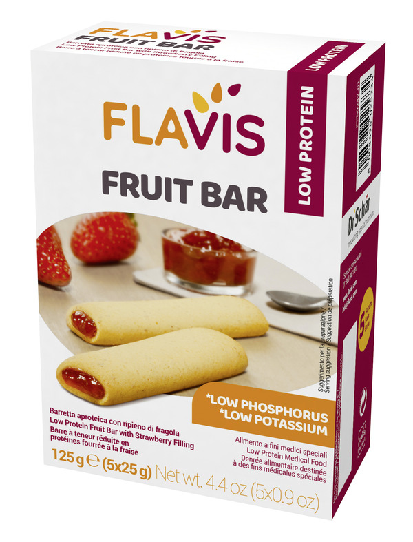 FLAVIS FRUIT BAR BARRETTA APROTEICA CON RIPIENO DI FRAGOLA 5 PEZZI DA 25 G - farmagiri