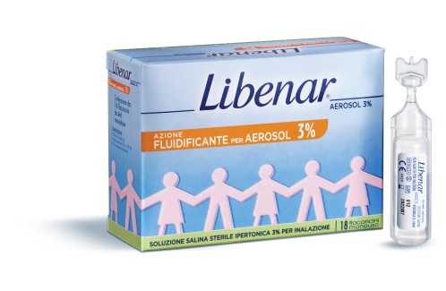 SOLUZIONE SALINA IPERTONICA 3% LIBENAR PER INALAZIONE CON AEROSOL 18 FLACONCINI MONOUSO X 4ML - farmagiri