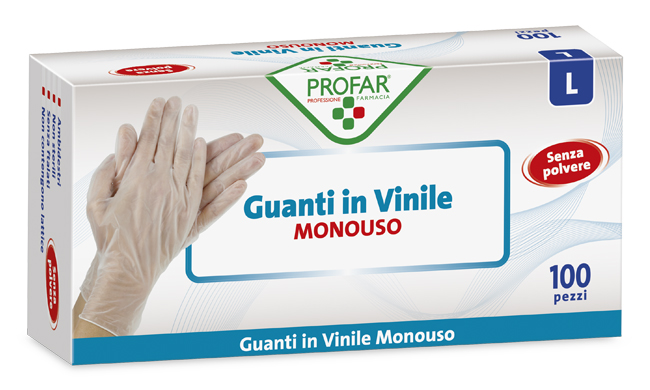 PROFAR GUANTO IN VINILE SENZA POLVERE L 100 PEZZI - farmagiri