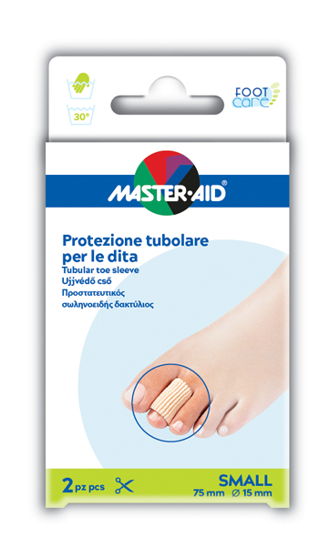PROTEZIONE TUBOLARE IN GEL MASTER-AID FOOTCARE ELASTICIZZATO SMALL 7,5 CM 15 MM 2 PEZZI C4 - farmagiri