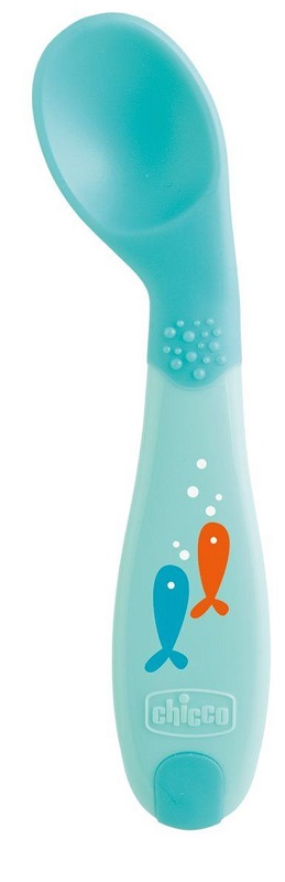 CHICCO CUCCHIAIO ANGOLATO 8M+ AZZURRO - farmagiri
