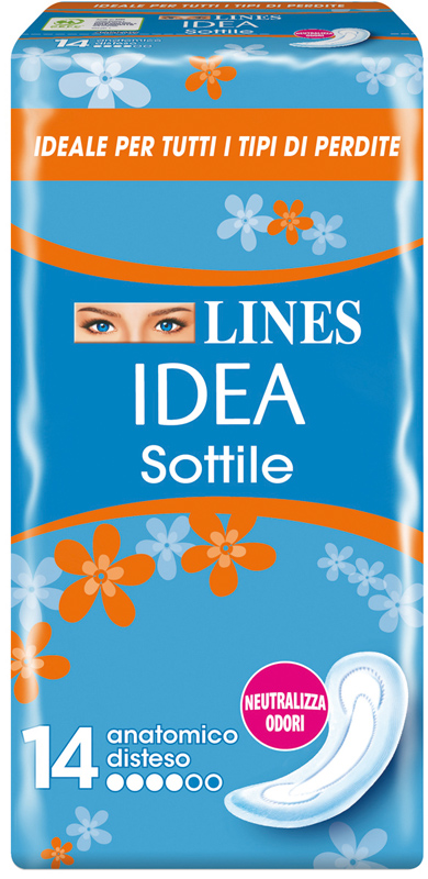 LINES IDEA ASSORBENTE SOTTILE DISTESO ANATOMICO 14 PEZZI - farmagiri