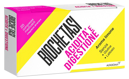 BIOCHETASI ACIDITA' E DIGESTIONE 20 COMPRESSE MASTICABILI AROMA LIMONE - farmagiri