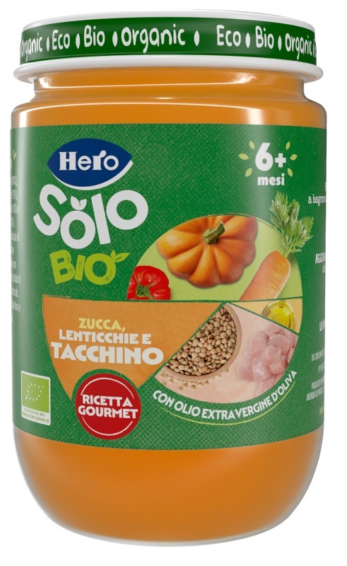 HERO SOLO OMOGENEIZZATO ZUCCHINE LENTICCHIE TACCHINO 100% BIO 190G - farmagiri
