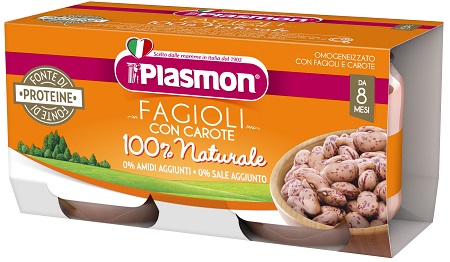 PLASMON OMOGENEIZZATO FAGIOLI BORLOTTI E CAROTE 2X80 G - farmagiri
