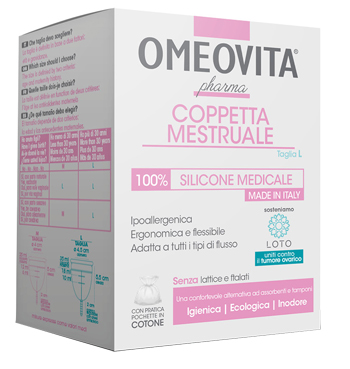 COPPETTA MESTRUALE OMEOVITA PHARMA TAGLIA LARGE + SACCHETTO COTONE - farmagiri