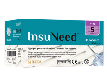 AGO PENNA SOMMINISTRAZIONE INSULINA INSUNEED GAUGE 31 5MM 100 PEZZI - farmagiri