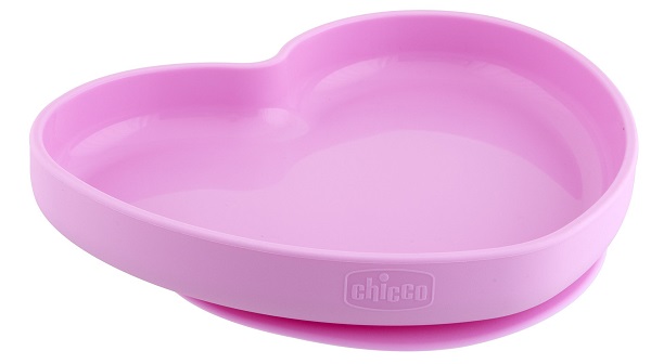 CHICCO PIATTO CUORE VENTOSA SILICONE ROSA - farmagiri