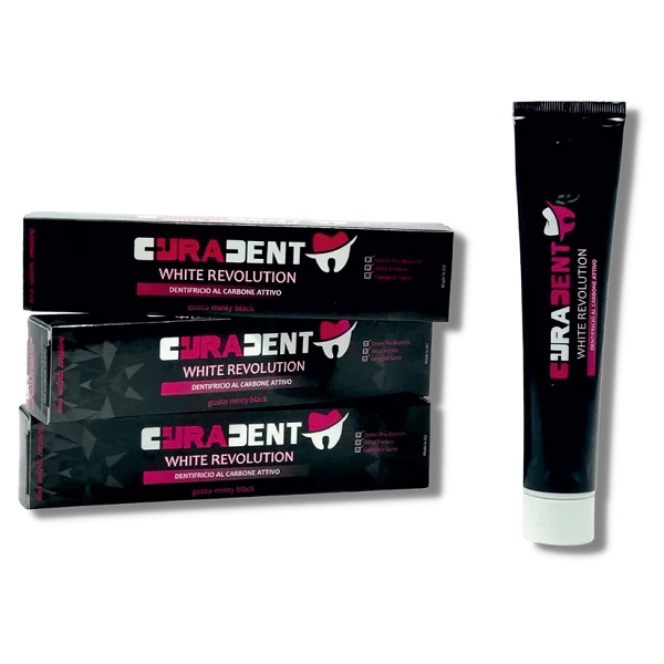 CURADENT DENTIFRICIO EXTREME WHITE SBIANCANTE AL CARBONE 75 ML - farmagiri