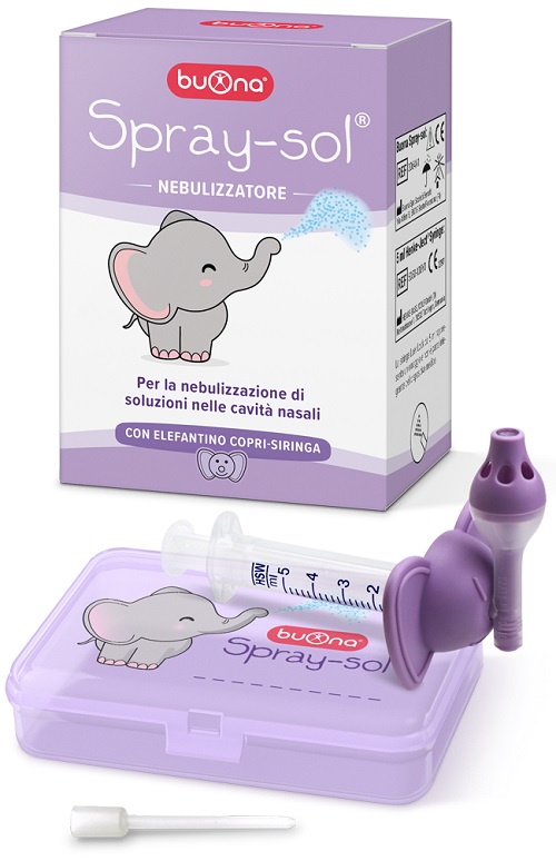 BUONA SPRAY-SOL NEBULIZZATORE SPRAY SOL + AGO CANNULA + SIRINGA LUER LOCK DA 5 ML + ELEFANTINO COPRI-SIRINGA + CONTENITORE - farmagiri