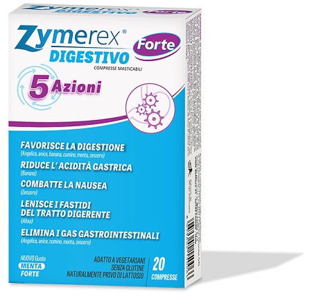 ZYMEREX DIGESTIVO FORTE 5 AZIONI 20 COMPRESSE MASTICABILI - farmagiri