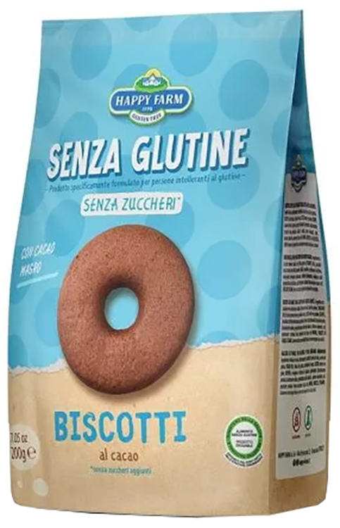 HAPPY FARM BISCOTTI AL CACAO SENZA ZUCCHERO 200 G - farmagiri
