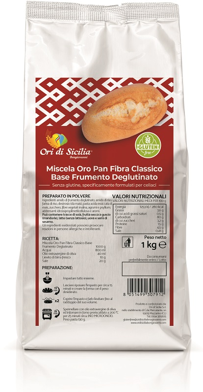 ORI DI SICILIA MIX ORO PAN FIBRA CLASSICO BASE FRUMENTO DEGLUTINATO 1 KG - farmagiri