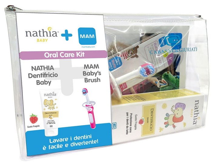 ORAL CARE KIT MASCHIO 1 DENTIFRICIO BABY NATHIA 50 ML + 1 MAM BABY'S BRUSH - farmagiri