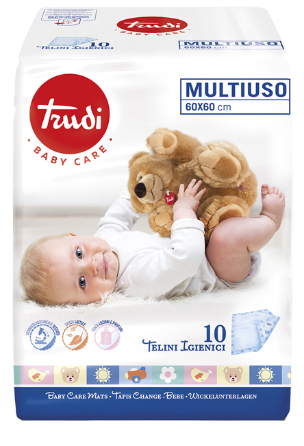 TRUDI BABY CARE TELINI MULTIUSO 60X60 CM 10 PEZZI - farmagiri