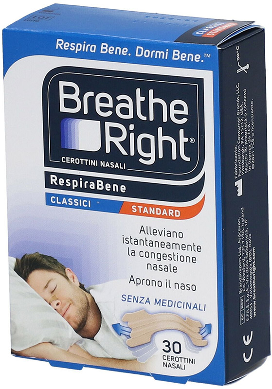 CEROTTI NASALI BREATHE RIGHT CLASSICI 30 PEZZI - farmagiri
