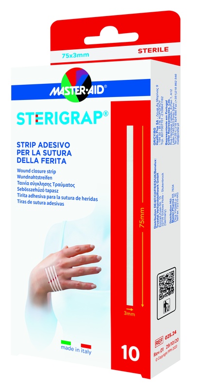 MASTER-AID STERIGRAP STRIP ADESIVO SUTURA FERITE 75X3 MM 10 PEZZI - farmagiri
