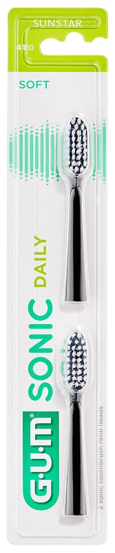 GUM SONIC DAILY SPAZZOLINO BATTERIA REFILL BLACK 2 PEZZI - farmagiri