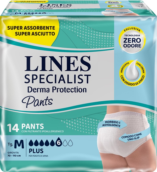 PANNOLONE PER INCONTINENZA LINES SPECIALIST DERMA PANTS PLUS M 14 PEZZI - farmagiri