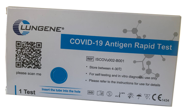 TEST ANTIGENICO RAPIDO COVID-19 CLUNGENE AUTODIAGNOSTICO DETERMINAZIONE QUALITATIVA ANTGENI SARS-COV-2 IN TAMPONI NASALI MEDIANTE IMMUNOCROMATOGRAFIA - farmagiri