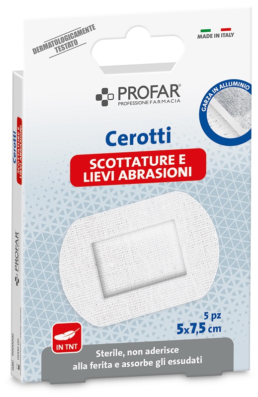 CEROTTI PROFAR SCOTTATURE E LIEVI ABRASIONI IN TNT 5X7,5CM 5 PEZZI - farmagiri