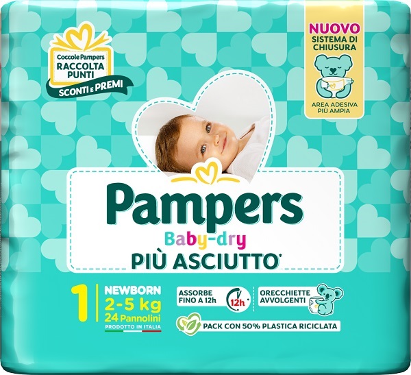 PAMPERS BABY DRY PANNOLINO NEWBORN 24 PEZZI - farmagiri