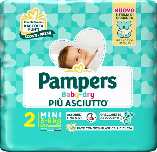 PAMPERS BABY DRY PANNOLINO DOWNCOUNT MINI 24 PEZZI - farmagiri