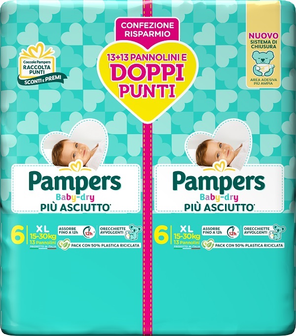 PAMPERS BABY DRY PANNOLINO DUO DOWNCOUNT XL 26 PEZZI - farmagiri