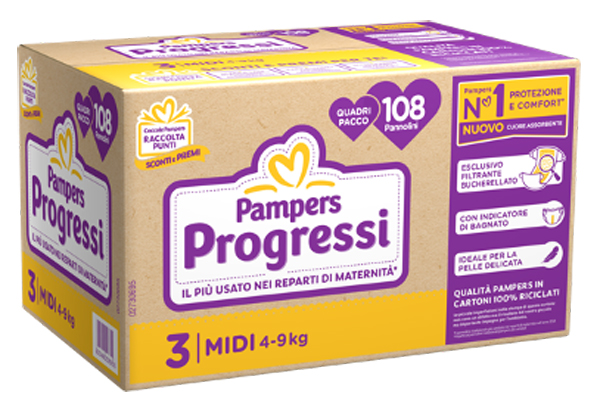 PAMPERS QUADRI PROGRESSI MIDI 108 PEZZI - farmagiri