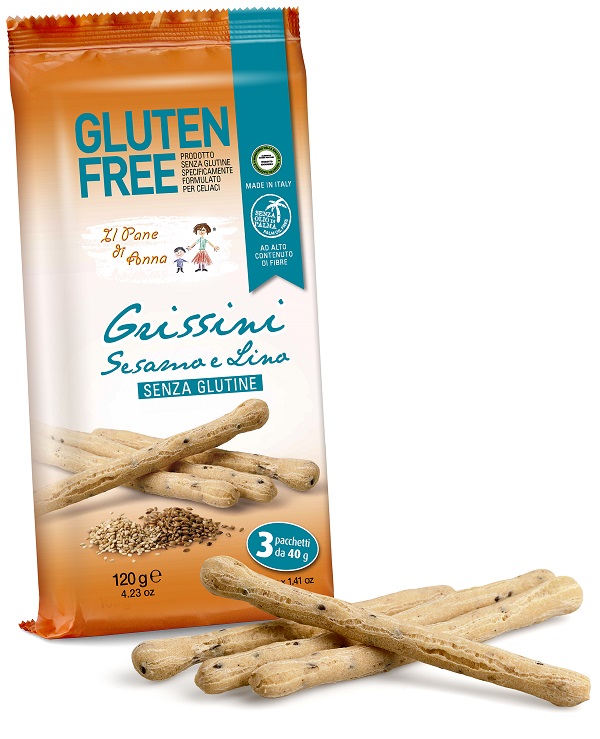 IL PANE DI ANNA GRISSINI CON SESAMO E LINO SENZA LATTE 3 PEZZI X 40 G - farmagiri